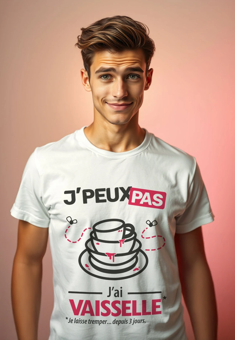 je peux pas J'ai vaisselle, le t-shirt drôle et sur mesure