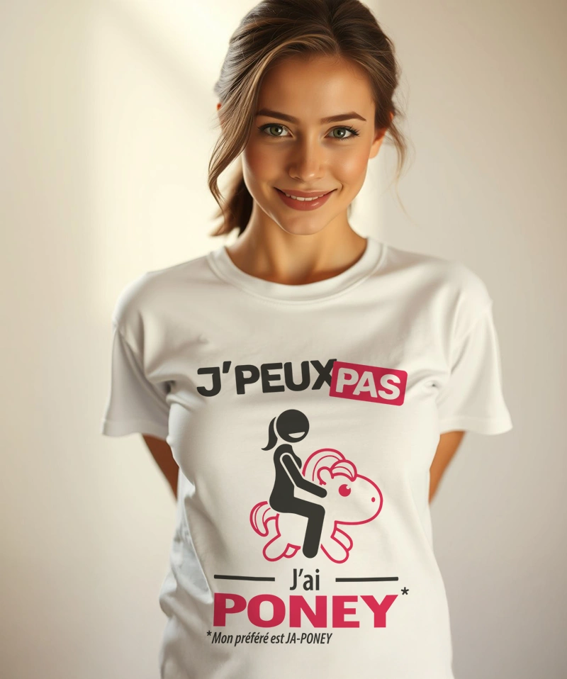 Tshirt personnalisé pour femme avec l'excuse je peux pas, j'ai poney