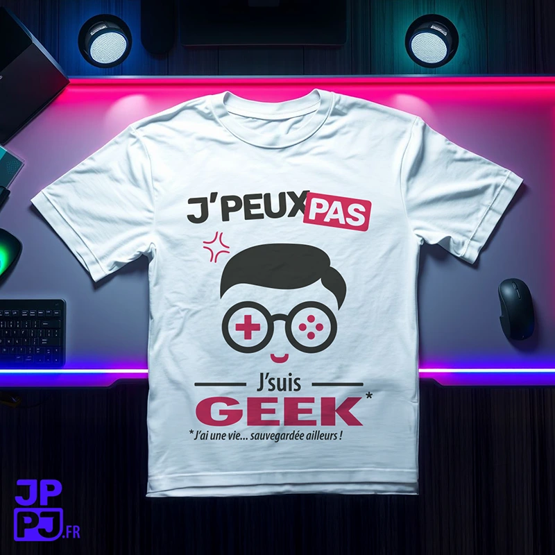 Le t-shirt drôle je peux pas j'suis geek, pour voir la vie en pixel