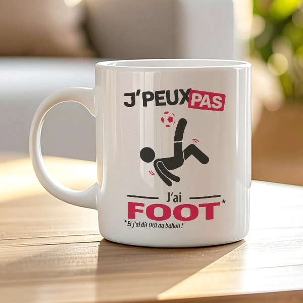 Mug 'je peux pas j'ai foot' anniversaire – cadeau pratique et original