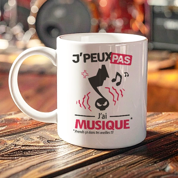Mug drôle anniversaire 'Je peux pas j’ai musique'