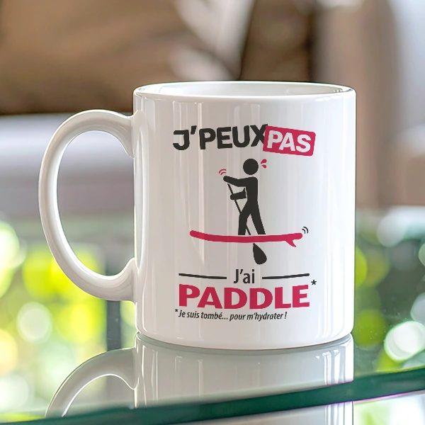 Mug sympa et cool 'je peux pas j'ai paddle' pour anniversaire et fêtes