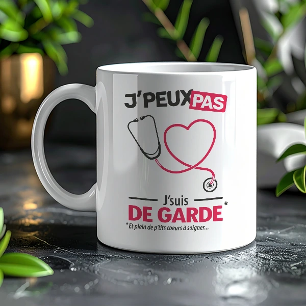 Mug fun et unique 'Je peux pas je suis de garde' pour offrir à un anniversaire
