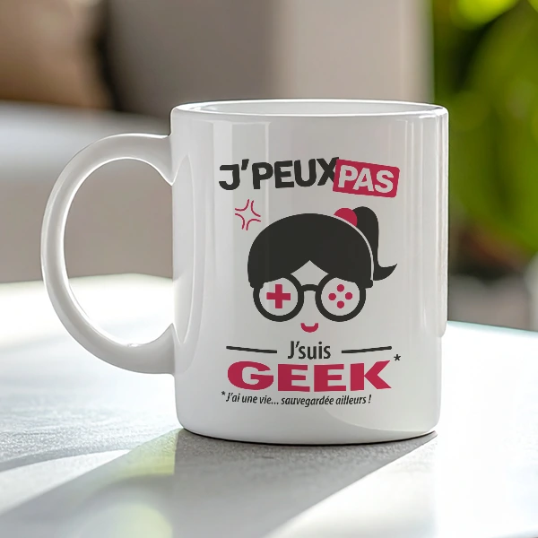 Mug trop mignon à offrir pour un anniversaire, je peux pas je suis geek