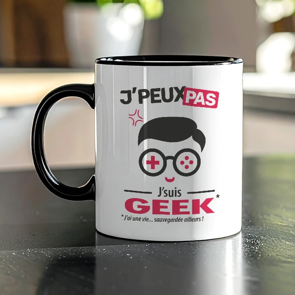 Mug anniversaire pour meilleur ami 'Je peux pas je suis geek'
