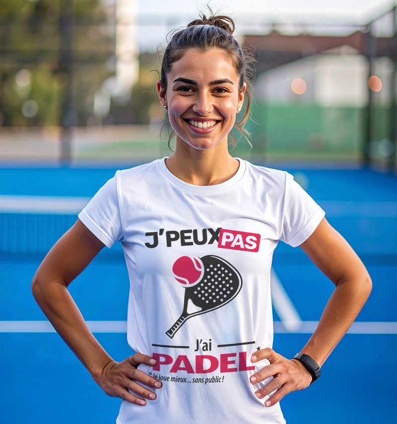 T-shirt de sport blanc je peux pas j'ai padel pour femme