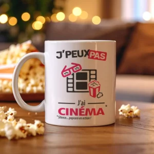 Accessoire personnalisé à offrir avec message 'Je peux pas, j’ai cinéma' pour les soirées films