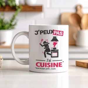 Accessoire de cuisine original avec message 'Je peux pas, j’ai cuisine'