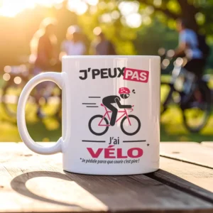 Accessoire personnalisé à offrir avec message 'Je peux pas, j’ai vélo'