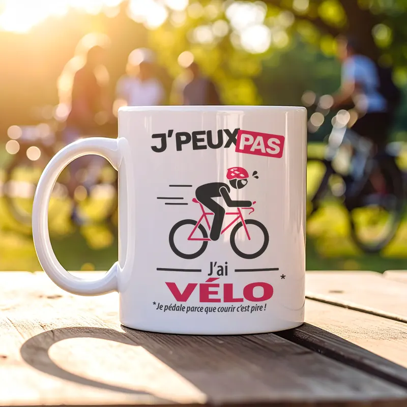 Accessoire personnalisé à offrir avec message 'Je peux pas, j’ai vélo'