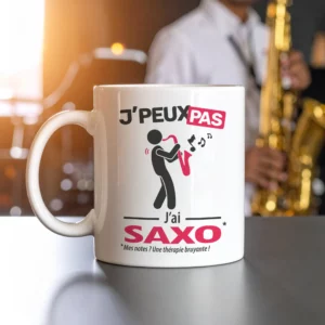 Accessoire personnalisé à offrir avec message 'Je peux pas, j’ai saxo'