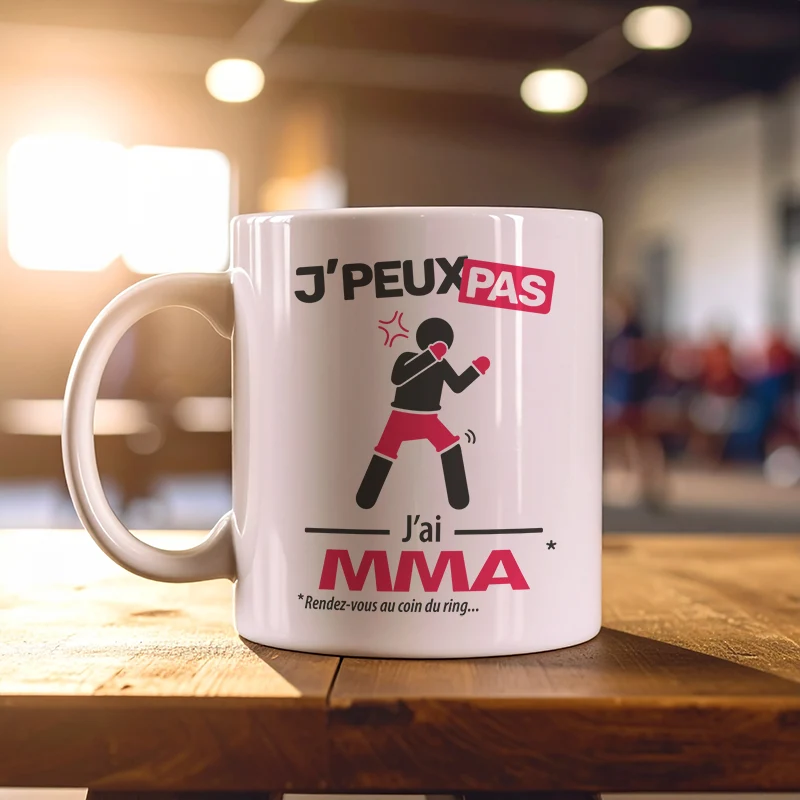 Cadeaux mug et tasse avec le message 'Je peux pas, j’ai MMA' pour homme
