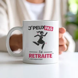 Goodies mug et tasse avec le message 'Je peux pas, j’ai retraite' pour femme