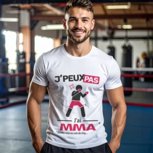 T-shirt homme humour 'Je peux pas, j’ai MMA' à personnaliser en ligne