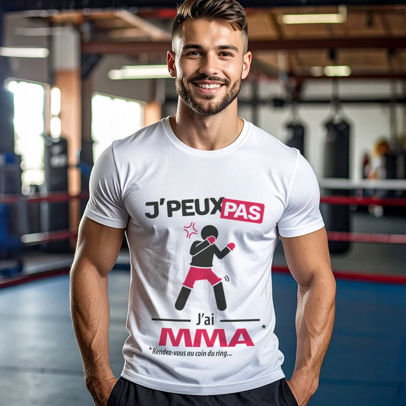 T-shirt homme humour 'Je peux pas, j’ai MMA' à personnaliser en ligne