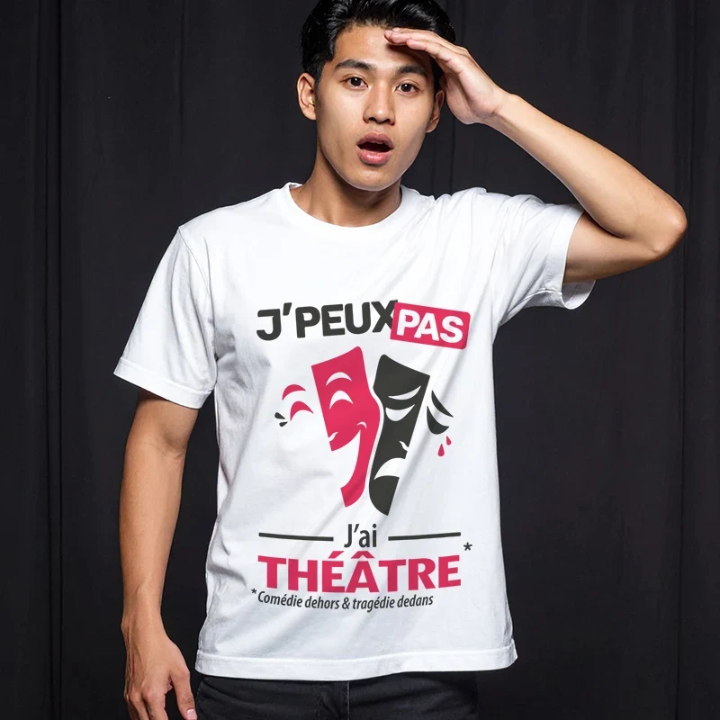 Slogan 'Je peux pas, j’ai théâtre' à imprimer sur t-shirt homme