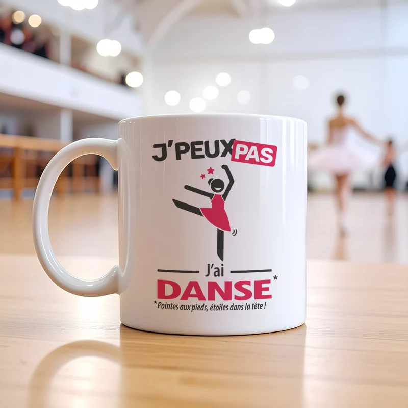 Accessoires mug et tasse avec le message 'Je peux pas, j’ai danse'