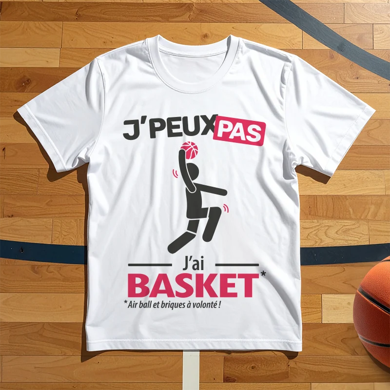 T-shirt sport respirant avec impression je peux pas j’ai basket