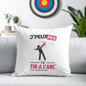 Coussin cadeau pour hommes archers avec design 'Je peux pas, j’ai tir à l'arc'