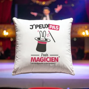 Coussin cadeau pour hommes magiques avec design 'Je peux pas, je suis magicien'