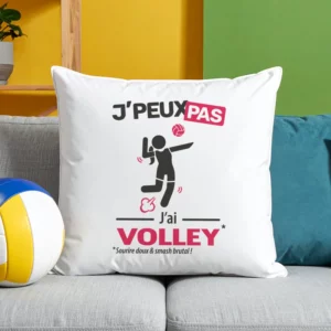 Coussin cadeau pour s'entrainer avec design version femme 'Je peux pas, j’ai volley'