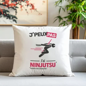 Coussin cadeau pour hommes ninjas avec design 'Je peux pas, j’ai ninjutsu'