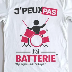 Design homme 'Je peux pas, j’ai batterie' – parfait pour les batteurs