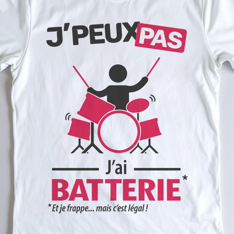 Design homme 'Je peux pas, j’ai batterie' – parfait pour les batteurs