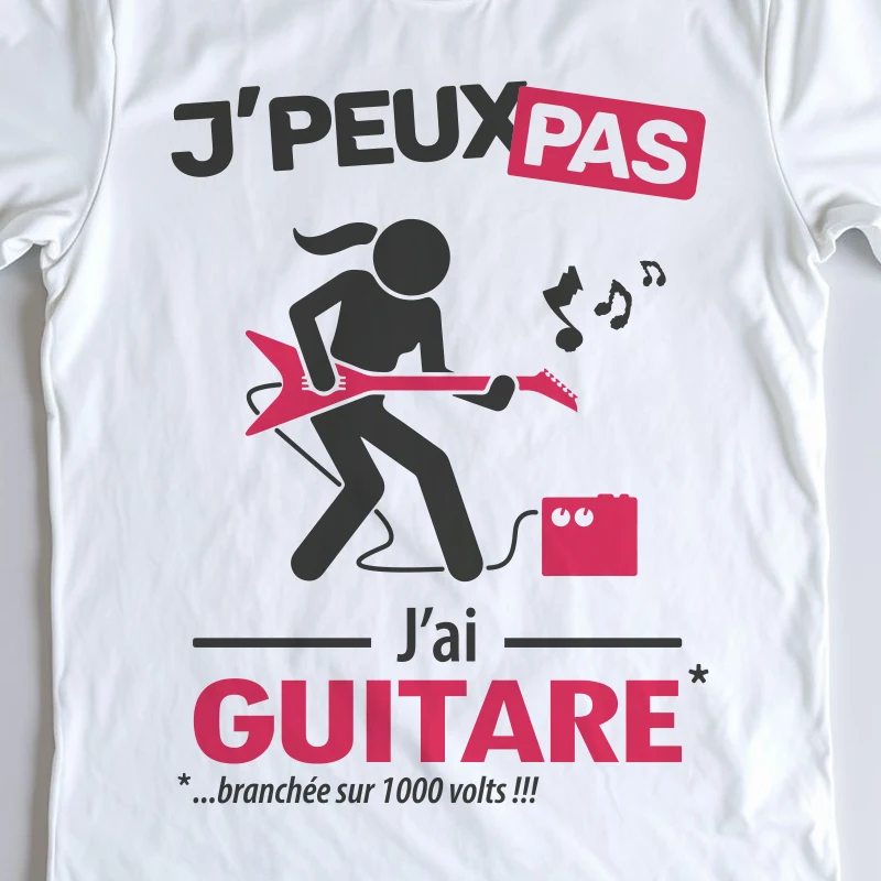 Design drôle 'Je peux pas, j’ai guitare électrique' – parfait pour les guitaristes