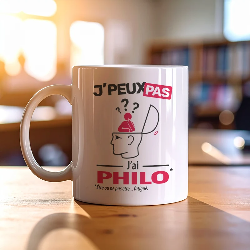 Cadeaux mug et tasse avec le message 'Je peux pas, j’ai philo' pour homme