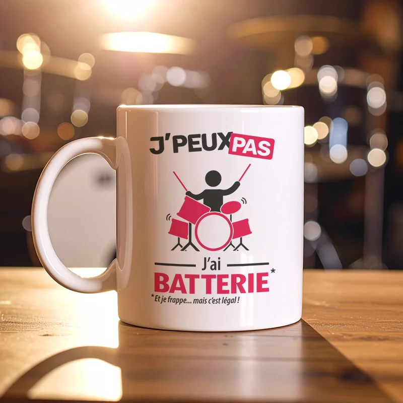 Cadeaux mug et tasse avec le message 'Je peux pas, j’ai batterie' pour homme