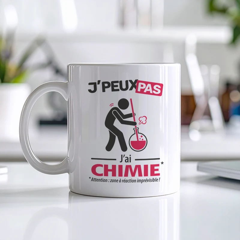 Cadeaux mug et tasse avec le message 'Je peux pas, j’ai chimie' pour homme
