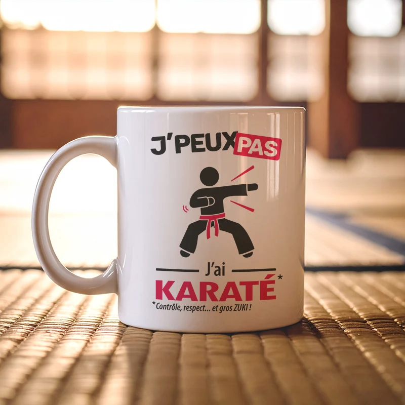 Cadeaux mug et tasse avec le message 'Je peux pas, j’ai karaté' pour homme