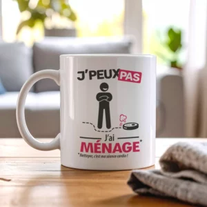 Cadeaux mug et tasse avec le message 'Je peux pas, j’ai ménage' pour homme