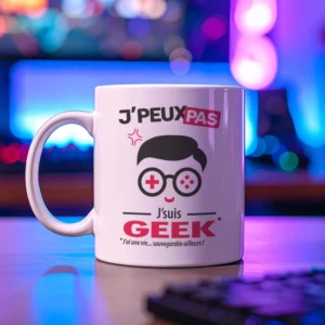 Cadeaux mug et tasse avec le message 'Je peux pas, je suis geek' pour homme