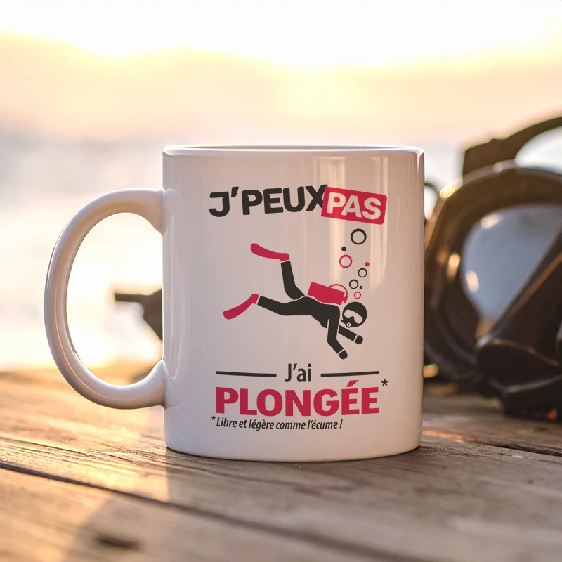 Accessoires mug et tasse avec le message 'Je peux pas, j’ai plongée' pour femme
