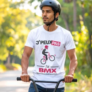 Idée cadeau 'Je peux pas, j’ai bmx' imprimé sur t-shirt pour homme fun