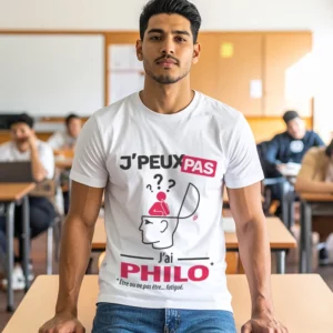Idée cadeau 'Je peux pas, j’ai philo' imprimé sur t-shirt pour homme fun