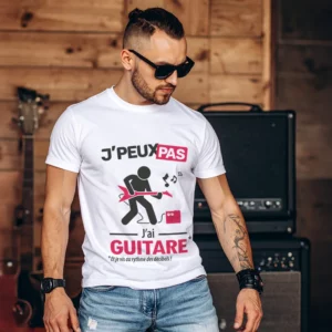 Idée cadeau 'Je peux pas, j’ai guitare électrique' imprimé sur t-shirt pour homme fun