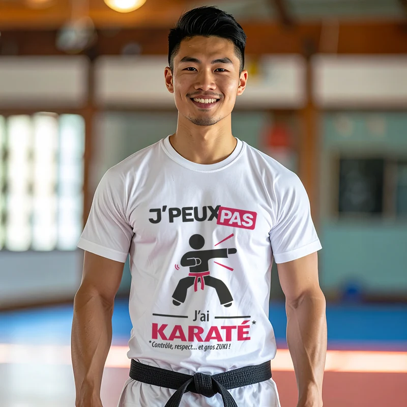 Idée cadeau 'Je peux pas, j’ai karaté' imprimé sur t-shirt pour homme fort