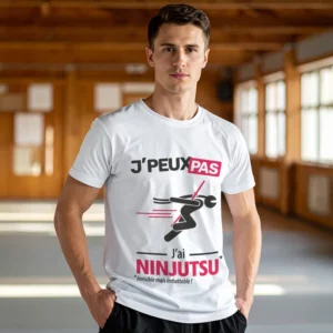 Idée cadeau 'Je peux pas, j’ai ninjutsu' imprimé sur t-shirt pour homme discret