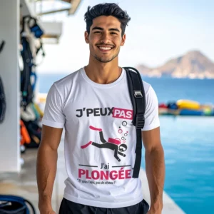 Idée cadeau 'Je peux pas, j’ai plongée' imprimé sur t-shirt pour homme cool