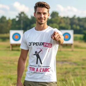 Idée cadeau 'Je peux pas, j’ai tir à l'arc' imprimé sur t-shirt pour homme précis