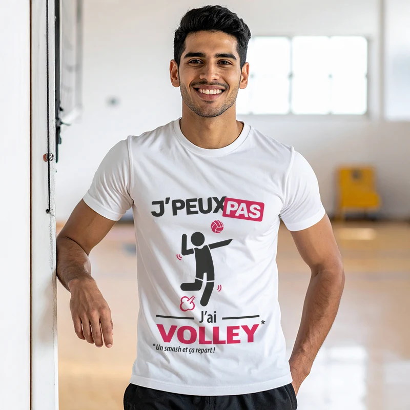 Idée cadeau 'Je peux pas, j’ai volley' imprimé sur t-shirt pour homme sportif