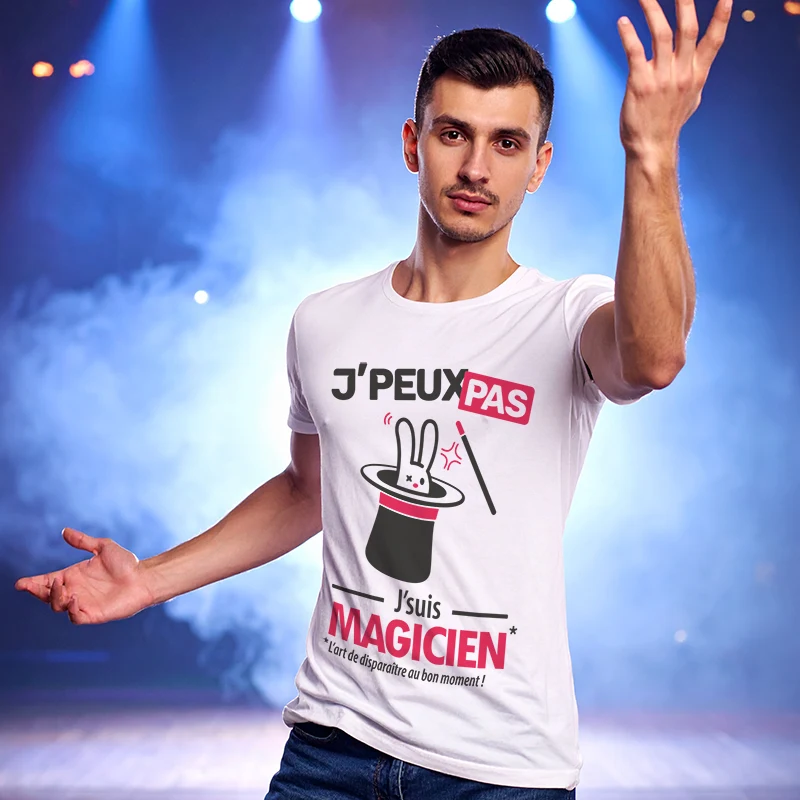 Idée cadeau 'Je peux pas, je suis magicien' imprimé sur t-shirt pour homme magique
