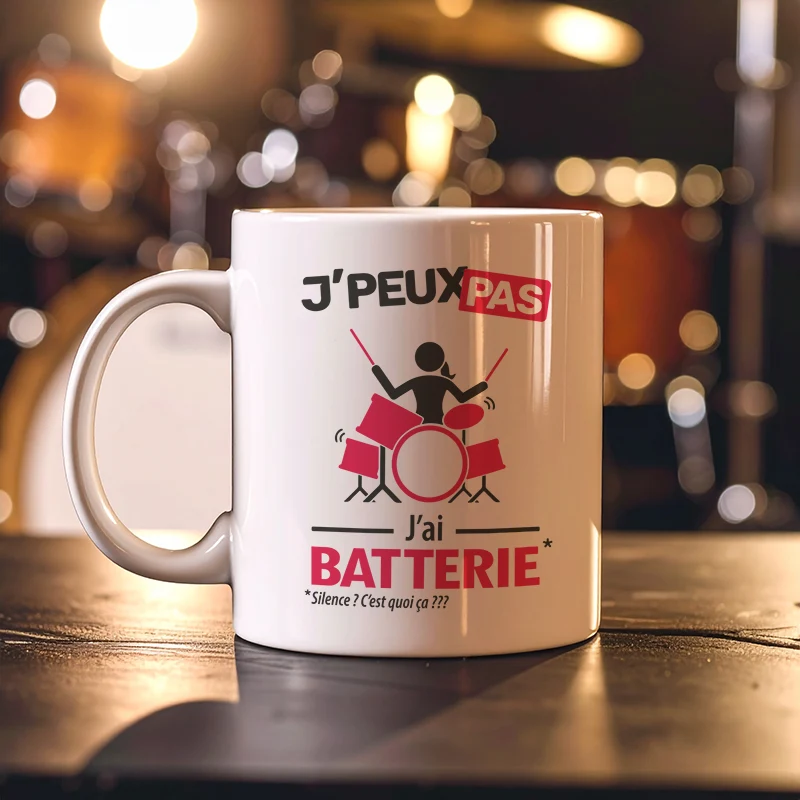 Accessoires mug et tasse avec le message 'Je peux pas, j’ai batterie' pour femme