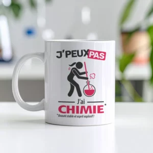 Accessoires mug et tasse avec le message 'Je peux pas, j’ai chimie' pour femme
