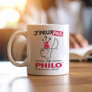 Accessoires mug et tasse avec le message 'Je peux pas, j’ai philo' pour femme
