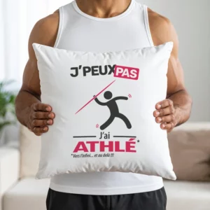 Coussin cadeau pour hommes javelistes avec design 'Je peux pas, j'ai athlé'
