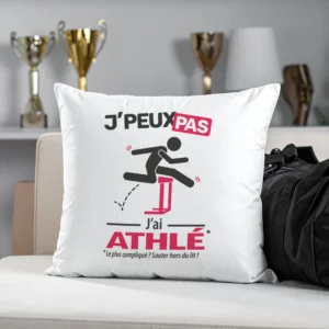 Coussin cadeau pour hommes athlètes avec design 'Je peux pas, j'ai athlé'